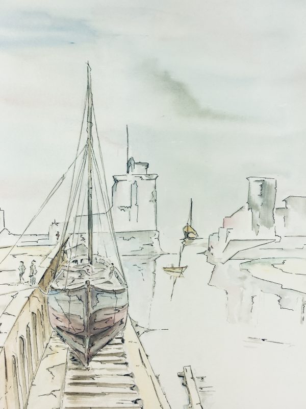 Maritime Original Art - Boats at Dusk, Claude, 1985