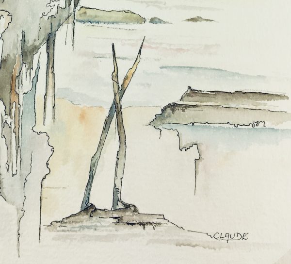 Maritime Original Art - Boats at Dusk, Claude, 1985