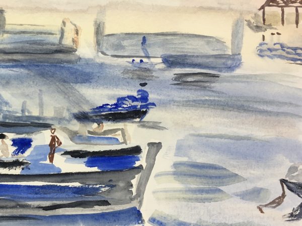 Maritime Original Art - Blue Port, C.1950