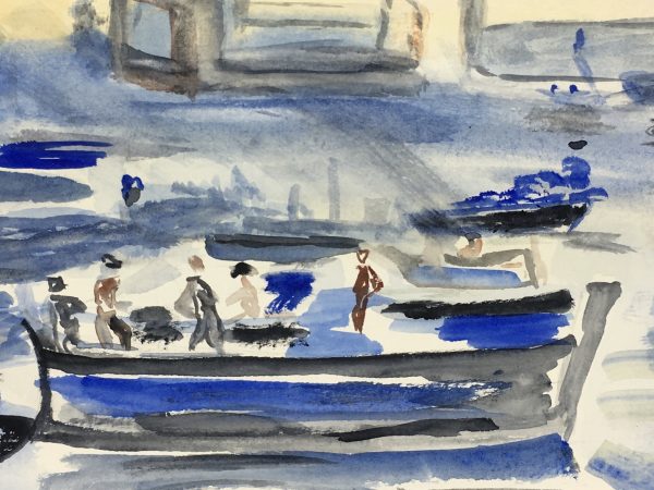 Maritime Original Art - Blue Port, C.1950