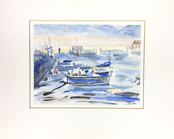 Maritime Original Art - Blue Port, C.1950