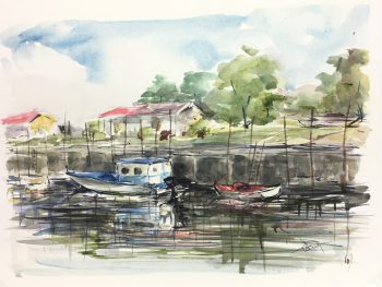 Maritime Original Art - Waterfront, Suzanne Buty, 1988
