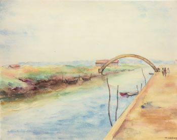 Maritime Original Art - The Canal, M. Godier, C.1940