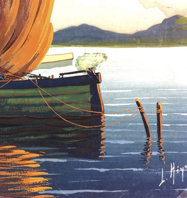 Maritime Original Art - Fishermen, L. Heron, C.1950