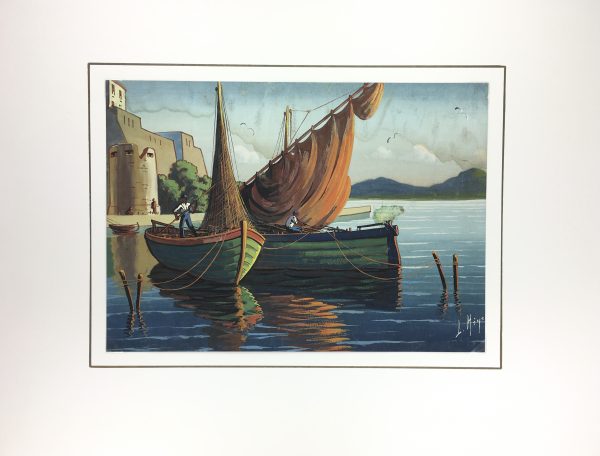 Maritime Original Art - Fishermen, L. Heron, C.1950