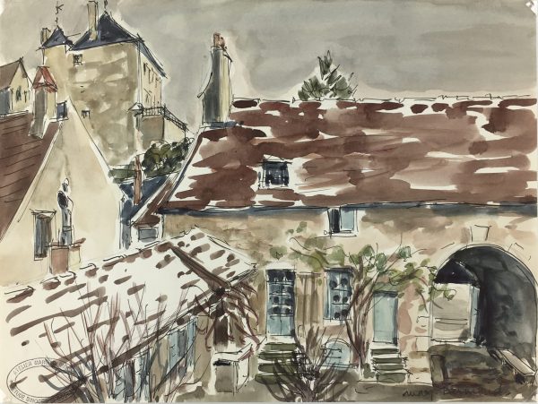 Mountains Original Art - Alpine Town, M. Bermond (1911-1991), C.1950