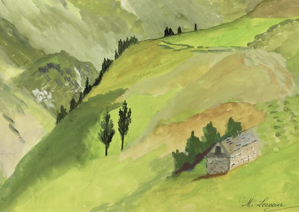 Mountains Original Art - Valley in Springtime, M. Lecoeur, C.1960