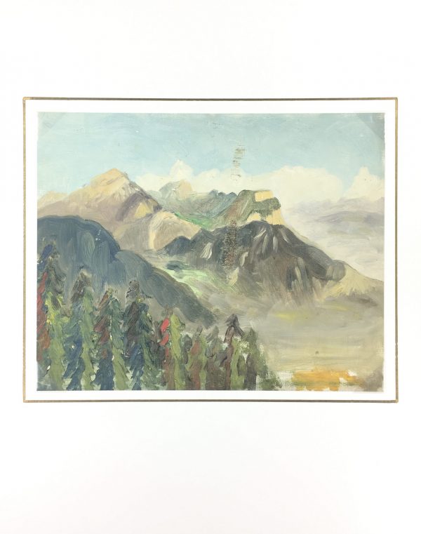 Mountains Original Art - Acrylic Landscape, H. Cronin, C.1950