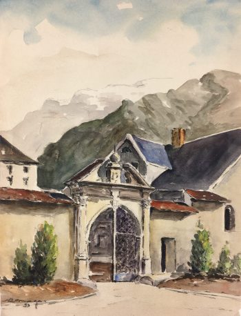 Mountains Original Art - Town Gate, Signed, 1953