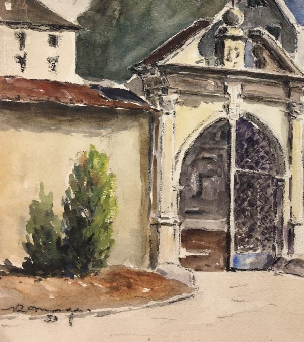 Mountains Original Art - Town Gate, Signed, 1953