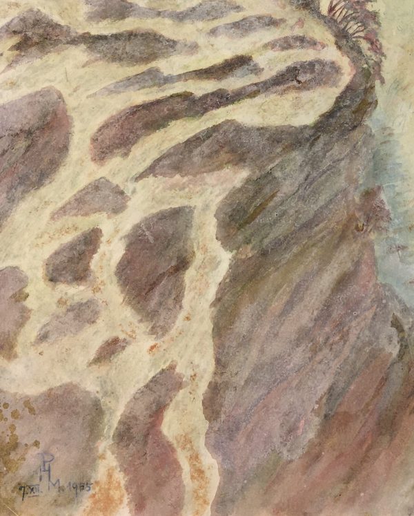 Mountains Original Art - Waterfall, Hans Piaskowski, 1955