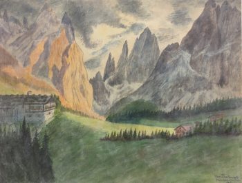 Mountains Original Art - Towering Mountains, Hans Piaskowski, 1950