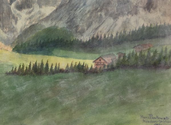 Mountains Original Art - Towering Mountains, Hans Piaskowski, 1950