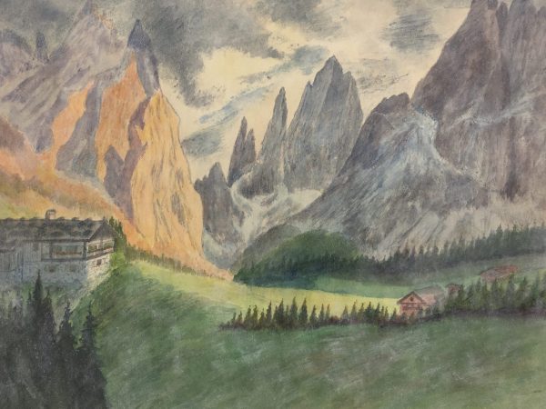 Mountains Original Art - Towering Mountains, Hans Piaskowski, 1950