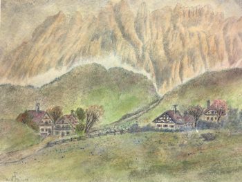 Mountains Original Art - Towering Mountains, Hans Piaskowski, 1954