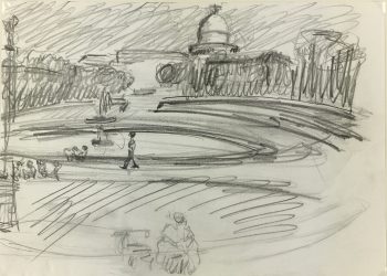 Paris, France Original Art - Luxembourg Gardens, 1980s