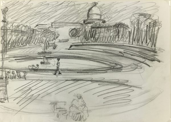 Paris, France Original Art - Luxembourg Gardens, 1980s