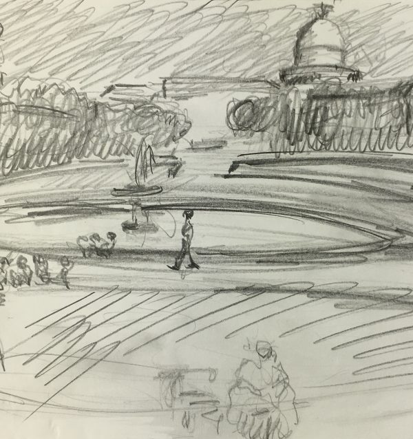 Paris, France Original Art - Luxembourg Gardens, 1980s
