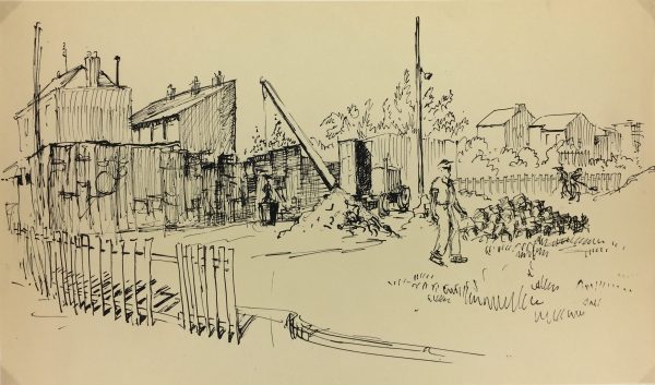Paris, France Original Art - Paris Suburbs, Andre Lafond, 1955