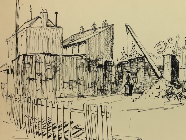 Paris, France Original Art - Paris Suburbs, Andre Lafond, 1955
