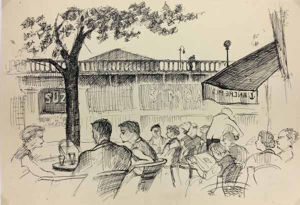 Paris, France Original Art - Paris Cafe, Andre Lafond, 1955