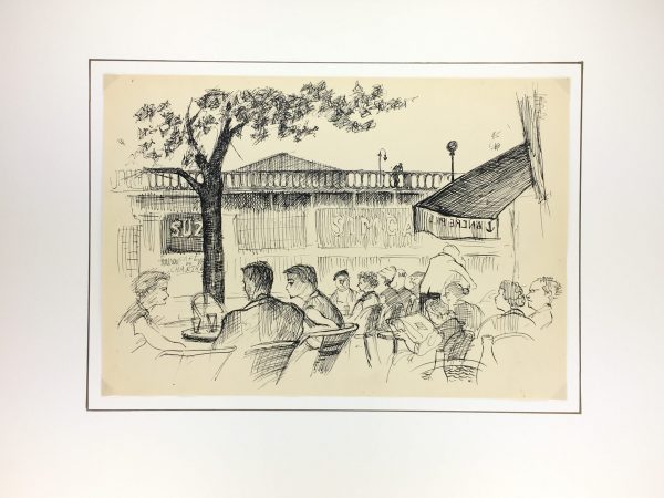 Paris, France Original Art - Paris Cafe, Andre Lafond, 1955