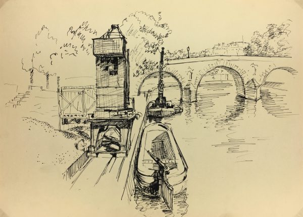 Paris, France Original Art - Port Neuf, Andre Lafond, 1955