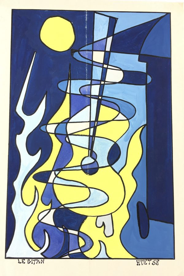 Performance Original Art - Midnight Guitar, Huet, 1955