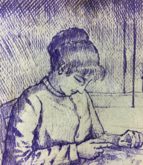 Portraits Original Art - Sewing, Emile Cravoisier, C.1930