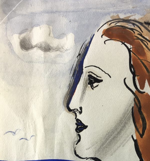 Portraits Original Art - Seascape Woman, Albert Viale, C.1940