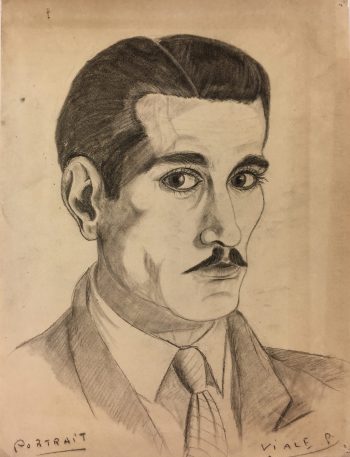 Portraits Original Art - Artist Self Portrait, Albert Viale, C.1930