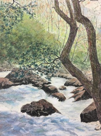 Rivers Original Art - Season Landscape, C. Rogelet, 1970