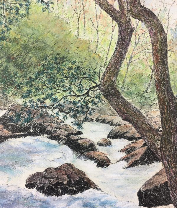 Rivers Original Art - Season Landscape, C. Rogelet, 1970