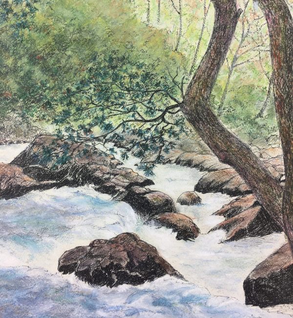 Rivers Original Art - Season Landscape, C. Rogelet, 1970