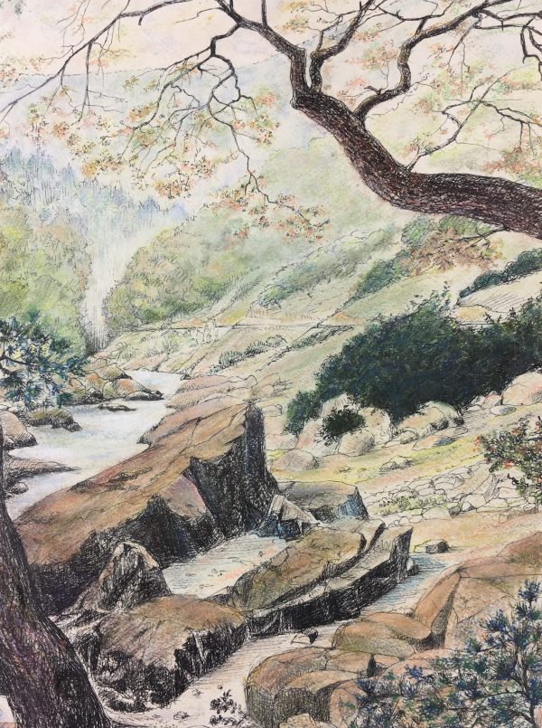 Rivers Original Art - Season Landscape, C. Rogelet, 1970