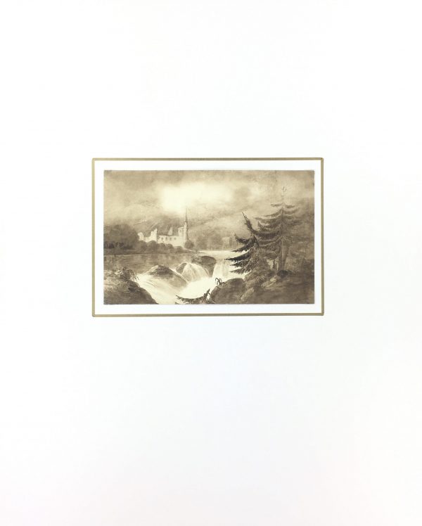 Rivers Original Art - Ink Wash - Waterfall, C.1880