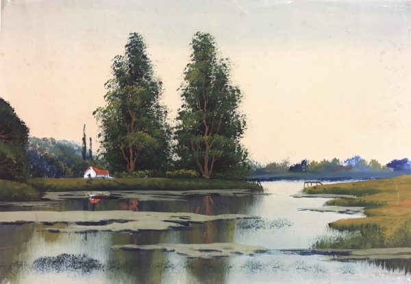 Rivers Original Art - Landscape, R. Blossier, C.1970
