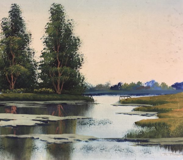 Rivers Original Art - Landscape, R. Blossier, C.1970