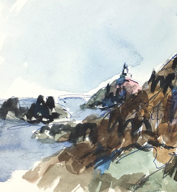 Seascapes Original Art - Old and New Lighthouse, c.1950