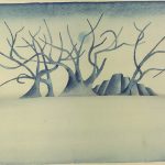 Surreal Modern Original Art - Surreal Treescape, Felon, 1980