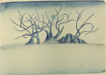 Surreal Modern Original Art - Surreal Treescape, Felon, 1980