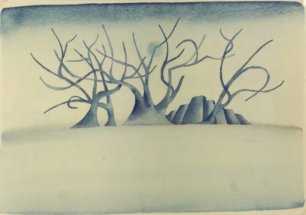 Surreal Modern Original Art - Surreal Treescape, Felon, 1980