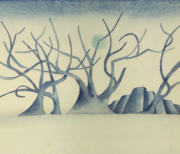 Surreal Modern Original Art - Surreal Treescape, Felon, 1980