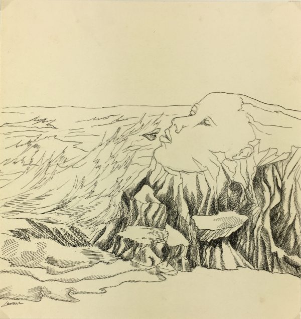 Surreal Modern Original Art - Surreal Landscape, Lessieur, 1980