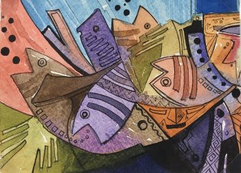 Surreal Modern Original Art - Modern Fish, 2015