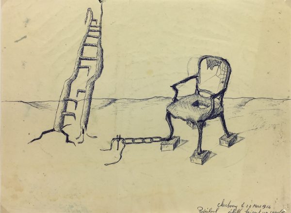 Surreal Modern Original Art - Bending Ladder, 1964