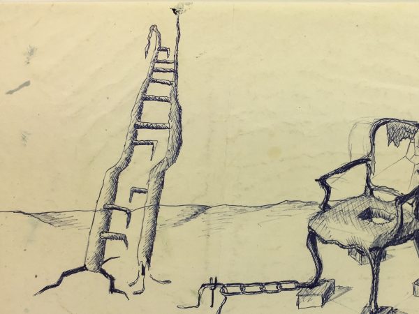 Surreal Modern Original Art - Bending Ladder, 1964