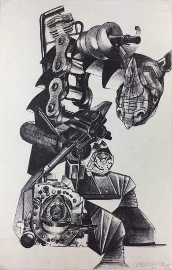 Surreal Modern Original Art - Rhino Machine, Anne Caumont, 