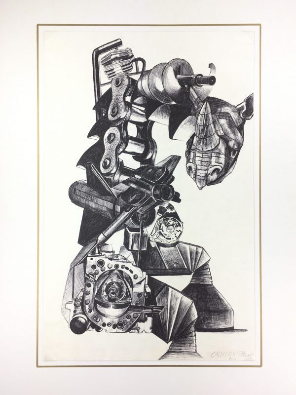 Surreal Modern Original Art - Rhino Machine, Anne Caumont,