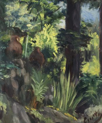 Trees Original Art - Fountain, C.1950